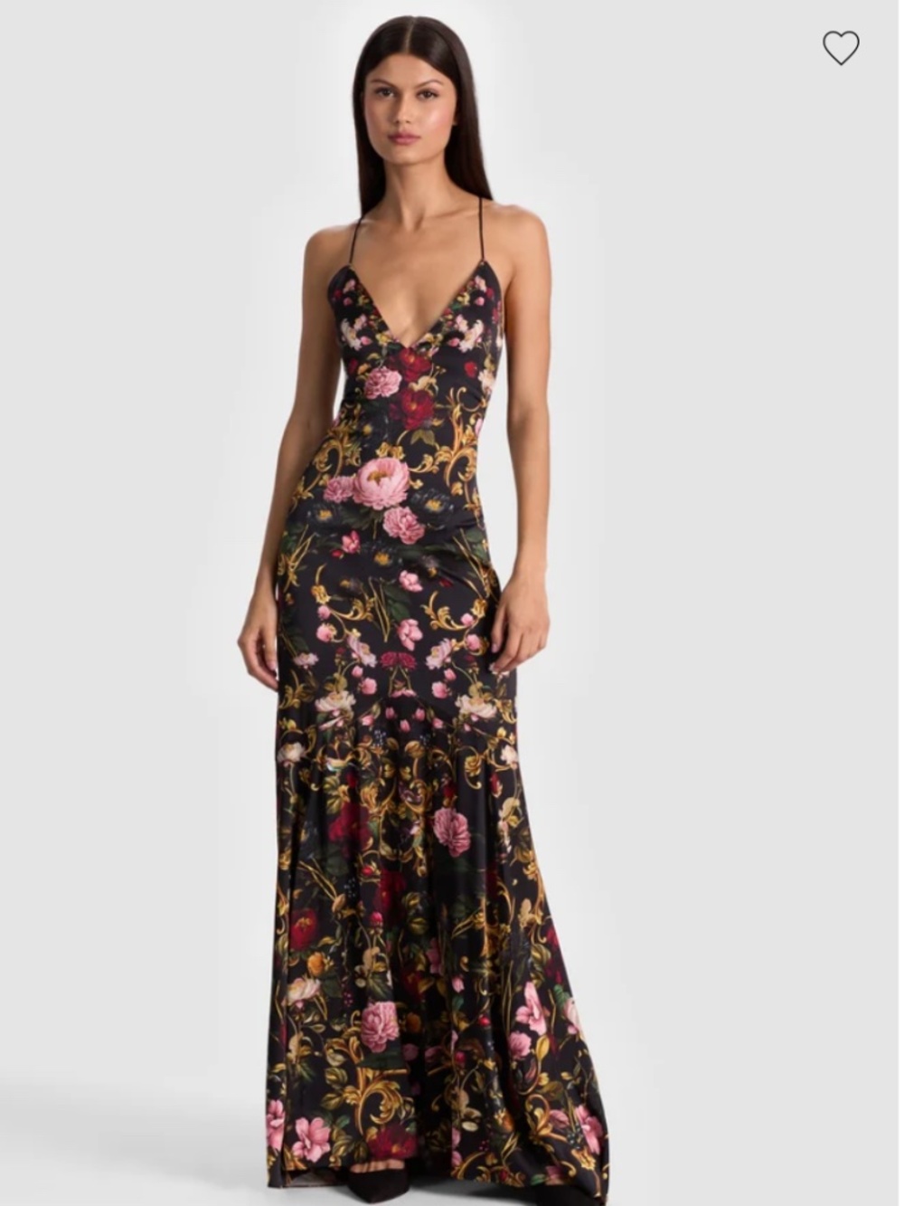 Alice + Olivia Milta Floral Satin Mermaid Maxi Dress sz 6 NEW $695